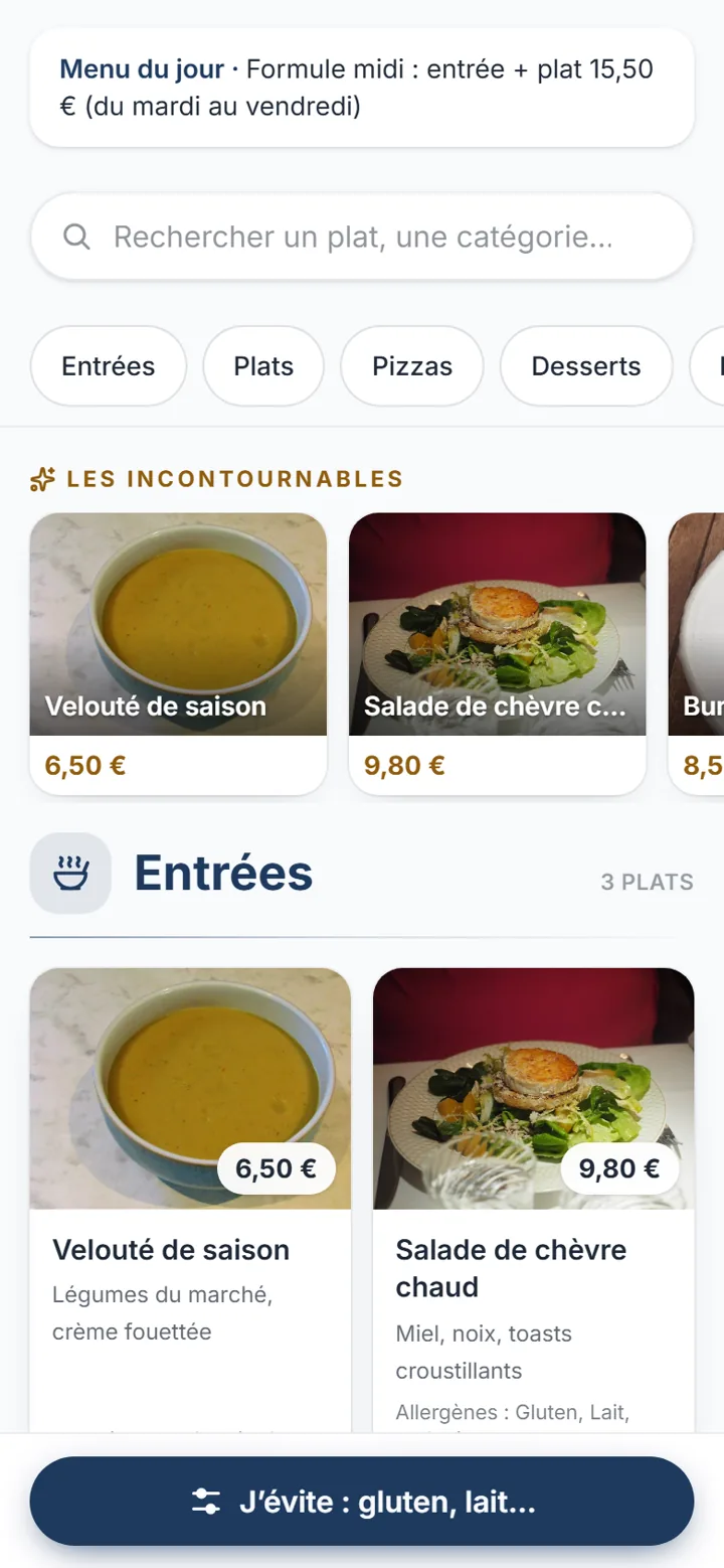 La carte filtrable